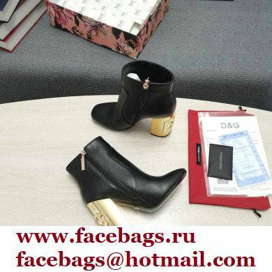 Dolce  &  Gabbana Heel 10.5cm Leather Ankle Boots Black with DG Karol Heel 2021